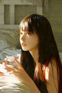 1080x2280 Sun Kissed Serenity A Captivating Womans Allure In Morning Light