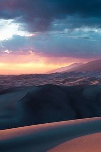 Sun Setting Over Sand Dunes 8k (320x480) Resolution Wallpaper