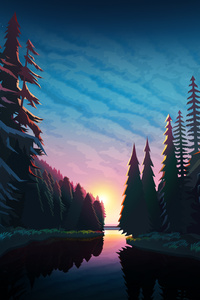 Sundown Landscape Minimalist (240x320) Resolution Wallpaper