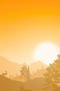 Sunrise Minimal Reindeer Mountains 4k (360x640) Resolution Wallpaper