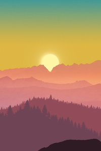 Sunrise Of Minimal Mountains 5k (240x400) Resolution Wallpaper