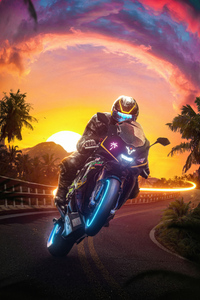 Sunset Bike Rider (1280x2120) Resolution Wallpaper