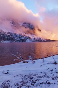 Sunset Frozen Lake Evening (1280x2120) Resolution Wallpaper
