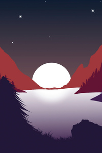 Sunset In Mountains Minimalism 8k (1080x2160) Resolution Wallpaper