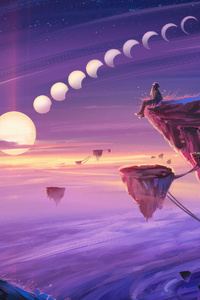 Sunset Over Moons A Dreamy Girl Delight (320x480) Resolution Wallpaper