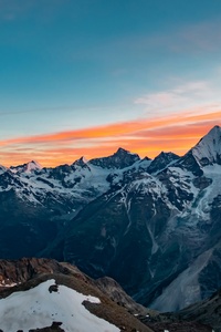 Sunset View Of Matterhorn And Weisshorn From Our Bivy (480x800) Resolution Wallpaper
