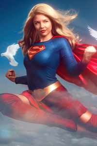 1242x2688 Supergirl And Doves 8k