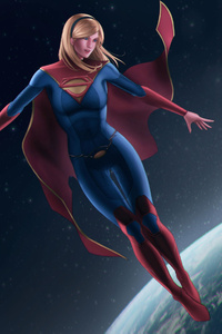 Supergirl Oversee The Earth (480x800) Resolution Wallpaper