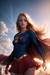 Supergirl Soaring Presence In The City (240x400) Resolution Wallpaper
