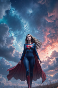 Supergirl Soars Above The Stars (1125x2436) Resolution Wallpaper