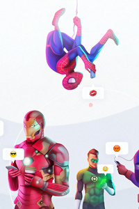 Superheroes Chatting On Phones 4k (640x960) Resolution Wallpaper