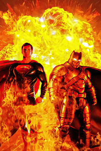 1440x2560 Superman And Batman Fire 4k