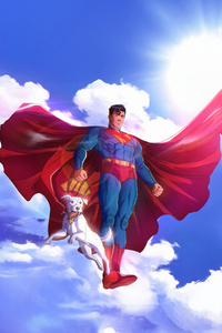 Superman And Krypto Guardians Of Earth (720x1280) Resolution Wallpaper