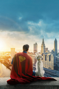 Superman And Krypto Sitting Together (240x400) Resolution Wallpaper
