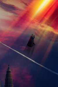 Superman And Lois Lane Sky Love (1080x2400) Resolution Wallpaper