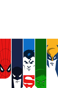 Superman Batman Hulk Spiderman Wolverine 4k Minimalism