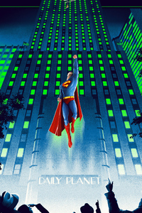 Superman Flying Above Artwork (240x400) Resolution Wallpaper