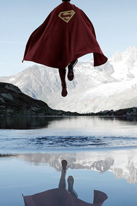 Superman Flying Above The Water