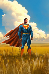 Superman In Field (1080x2400) Resolution Wallpaper