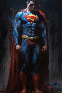 Superman Oil Painting (640x1136) Resolution Wallpaper