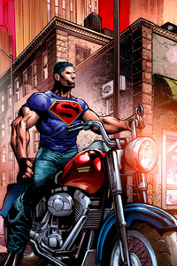 Superman On A Motorcycle (1440x2560) Resolution Wallpaper