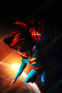 Superman Soaring Through Skies (1080x2400) Resolution Wallpaper