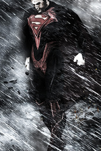 Superman Through Rain And Storm (240x320) Resolution Wallpaper