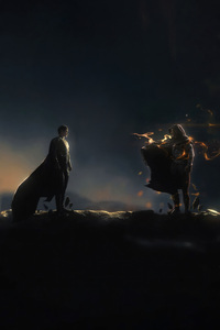 Superman Vs Black Adam Battle For Supremacy (320x568) Resolution Wallpaper