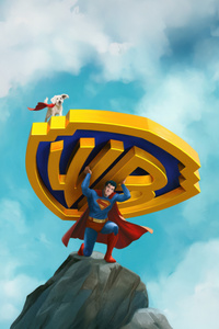 Superman With Logo And Super Dog (1125x2436) Resolution Wallpaper