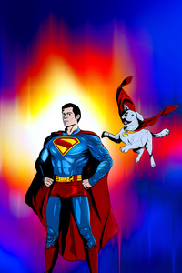 Superman X Krypto Colorful Art (1080x2400) Resolution Wallpaper