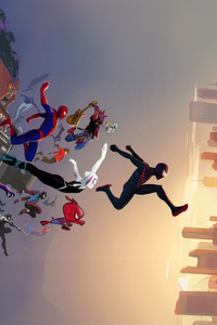 Swinging Through Dimensions Spider Man Across The Spider Verse 4k (1440x2960) Resolution Wallpaper