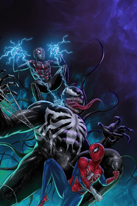 Symbiote Showdown Miles Morales Takes On Venom (640x1136) Resolution Wallpaper