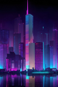 Synthwave City Of Lights (750x1334) Resolution Wallpaper
