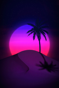 Synthwave Painting Tree 4k