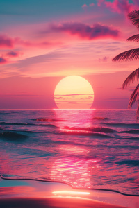 Synthwave Palm Trees (640x1136) Resolution Wallpaper