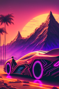 2160x3840 Synthwave Sports Car