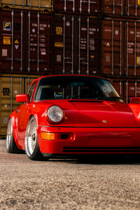 Taco Red Porsche 964 8k (1080x1920) Resolution Wallpaper