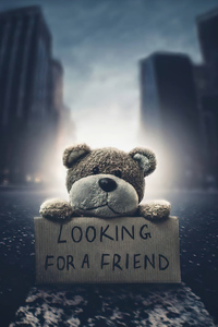 Teddy Bear Looking For A Friend (1125x2436) Resolution Wallpaper