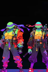 Teenage Mutant Ninja Turtles In Artistic Action (1440x2960) Resolution Wallpaper