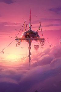 Temple On Clouds (1080x1920) Resolution Wallpaper