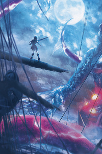Tentacles Over The Galleon (640x1136) Resolution Wallpaper