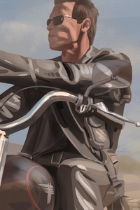 Terminator On Bike (800x1280) Resolution Wallpaper