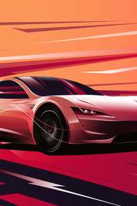 Tesla Roadster Digital Art 8k