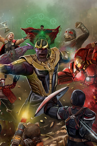 Thanos Beating All The Avengers In Avengers Infinity War Artwork