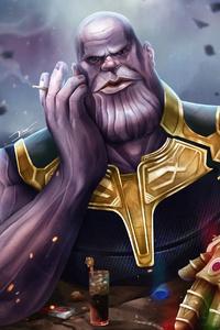 Thanos Infinity Gauntlet Artwork New (640x1136) Resolution Wallpaper