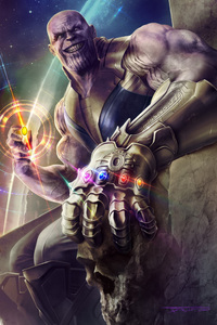 Thanos Infinity Stone Artwork (640x1136) Resolution Wallpaper