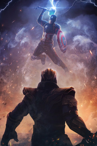 Thanos Vs Captain America (480x800) Resolution Wallpaper