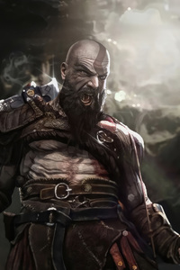 The Angry Kratos God Of War 5k (320x568) Resolution Wallpaper