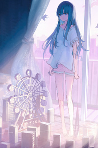 The Anime Girl Fantastical Dreams Of The Outside World (320x480) Resolution Wallpaper