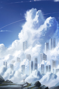 The City In Clouds (720x1280) Resolution Wallpaper